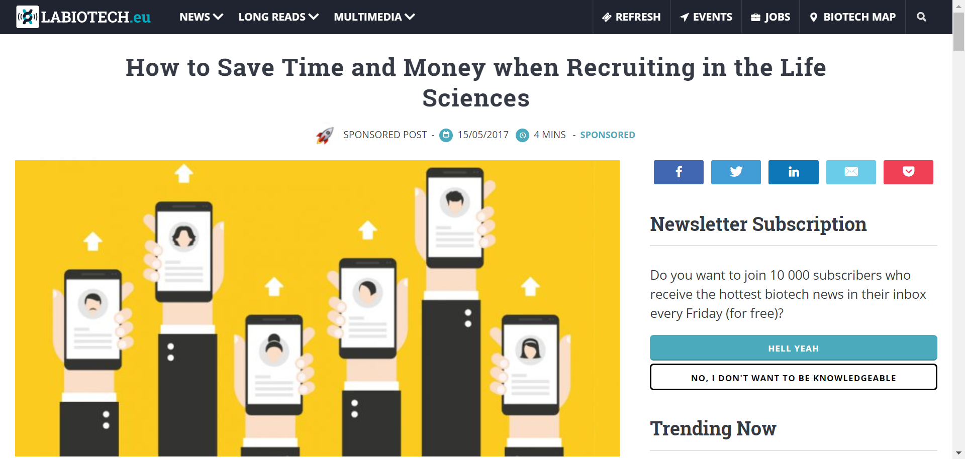 Sabine comments on life sciences recruitment